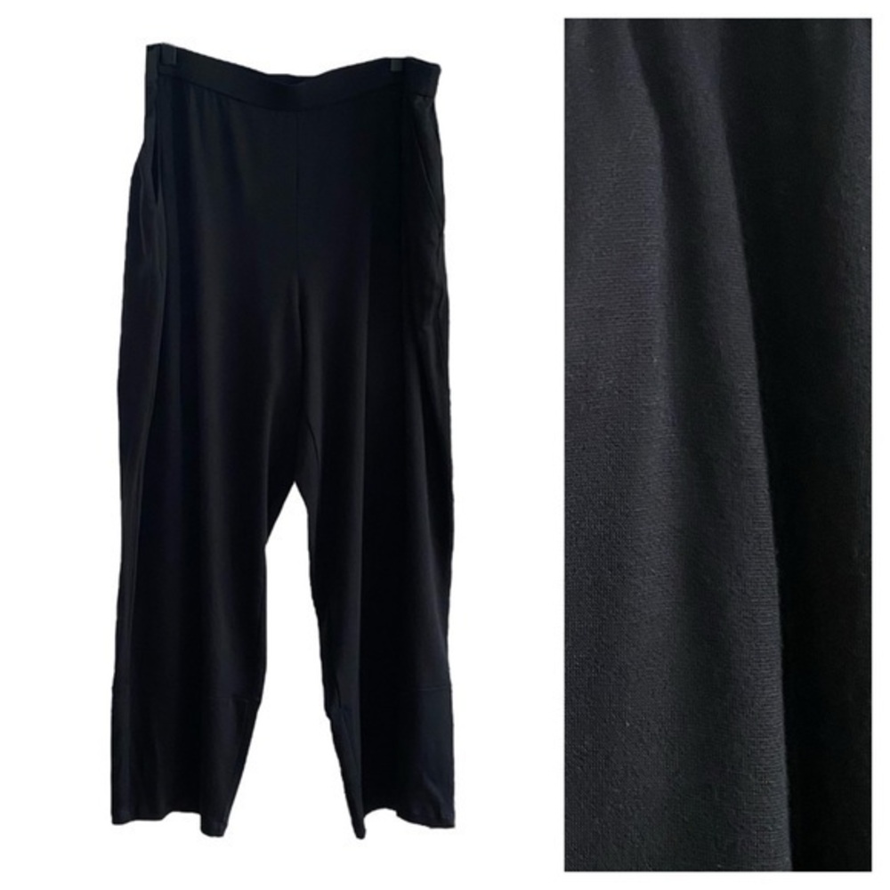 Eileen Fisher Black Tencel Stretch Terry Pull On Pants XL